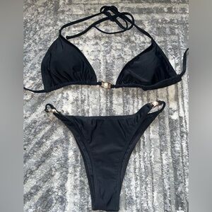 SHEIN Black Bikini with Gold Accents